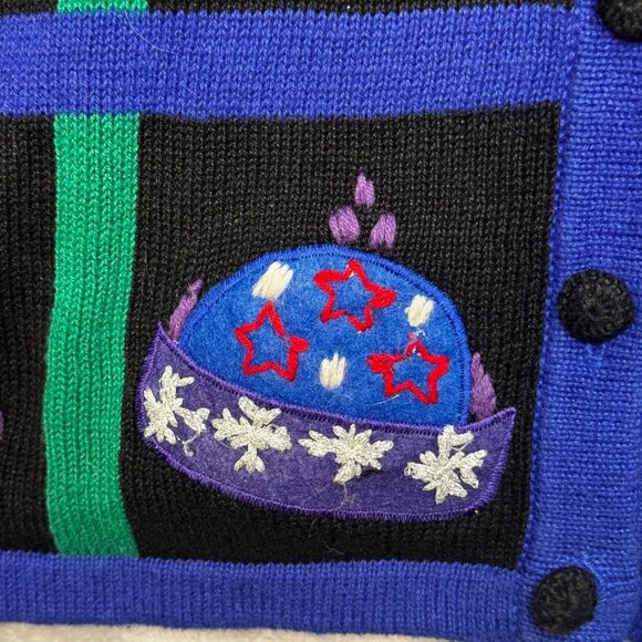 Paul Harris Cardigan Sweater XL Design Black Festive Patterns  Xmas Themed - Picture 9 of 14